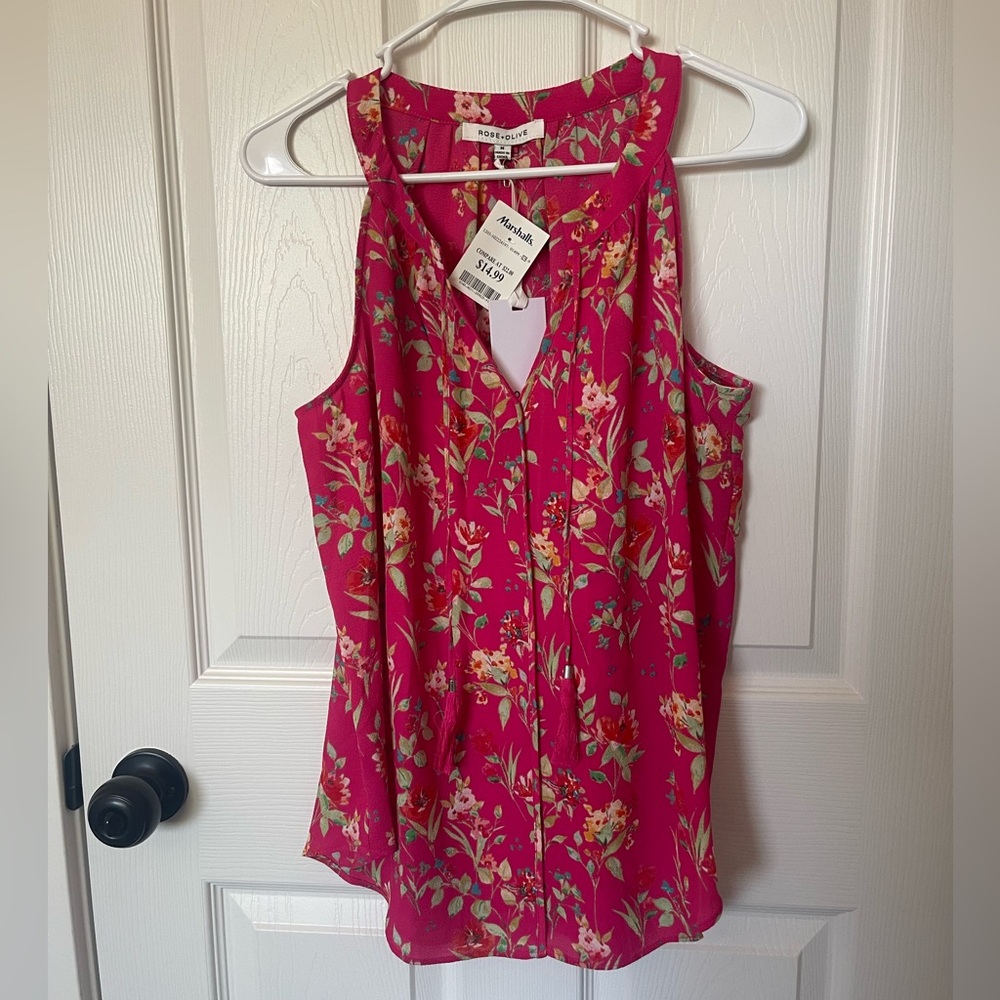 Rose & Olive Pink Sleeveless Blouse